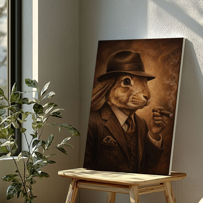 Gentleman Rabbit Smoking Cigar Wall Art