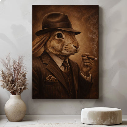 Gentleman Rabbit Smoking Cigar Wall Art