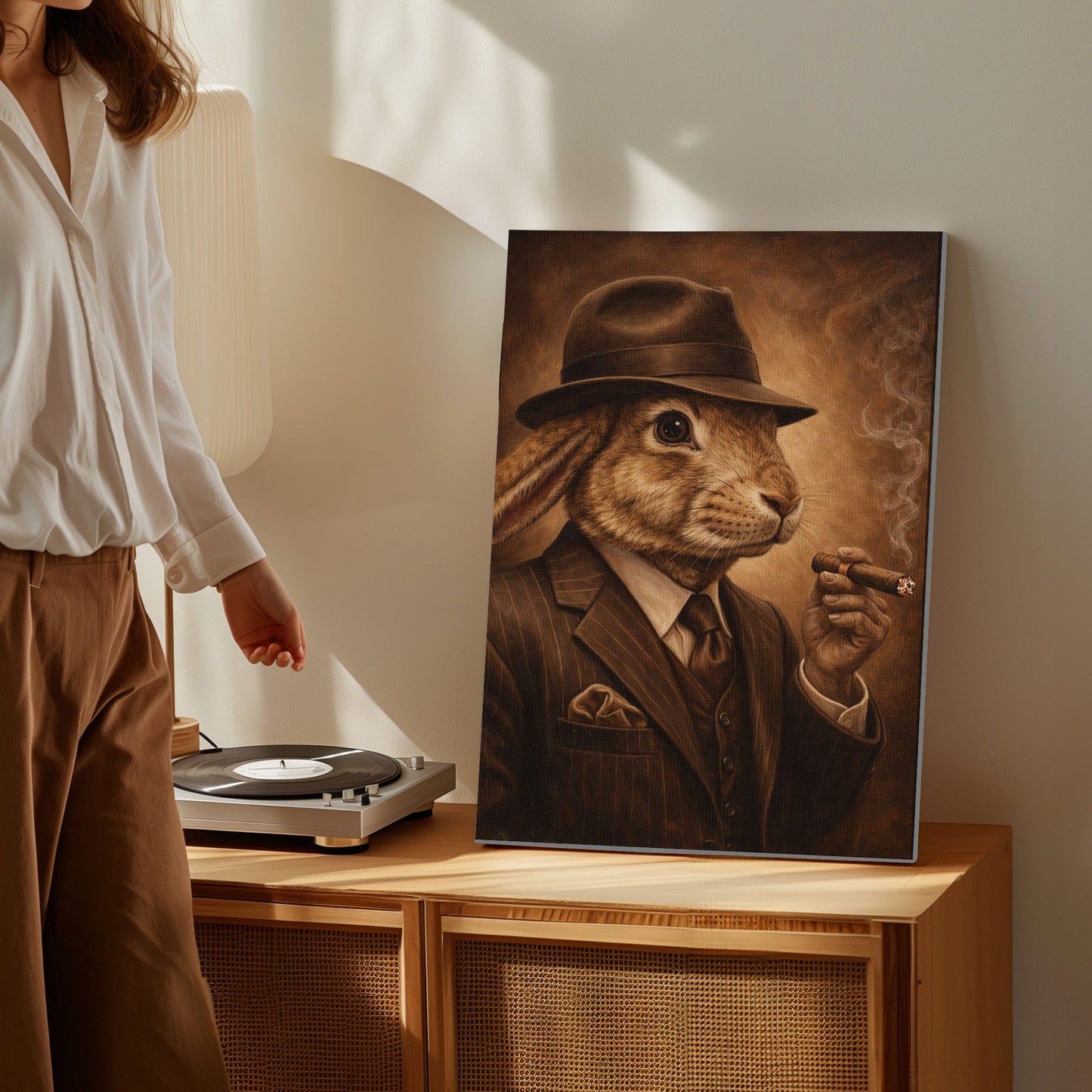 Gentleman Rabbit Smoking Cigar Wall Art