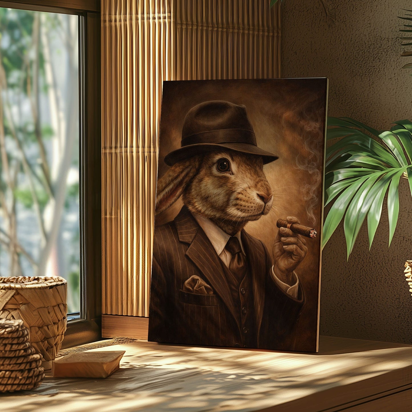 Gentleman Rabbit Smoking Cigar Wall Art