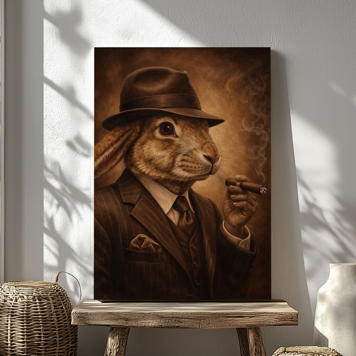 Gentleman Rabbit Smoking Cigar Wall Art