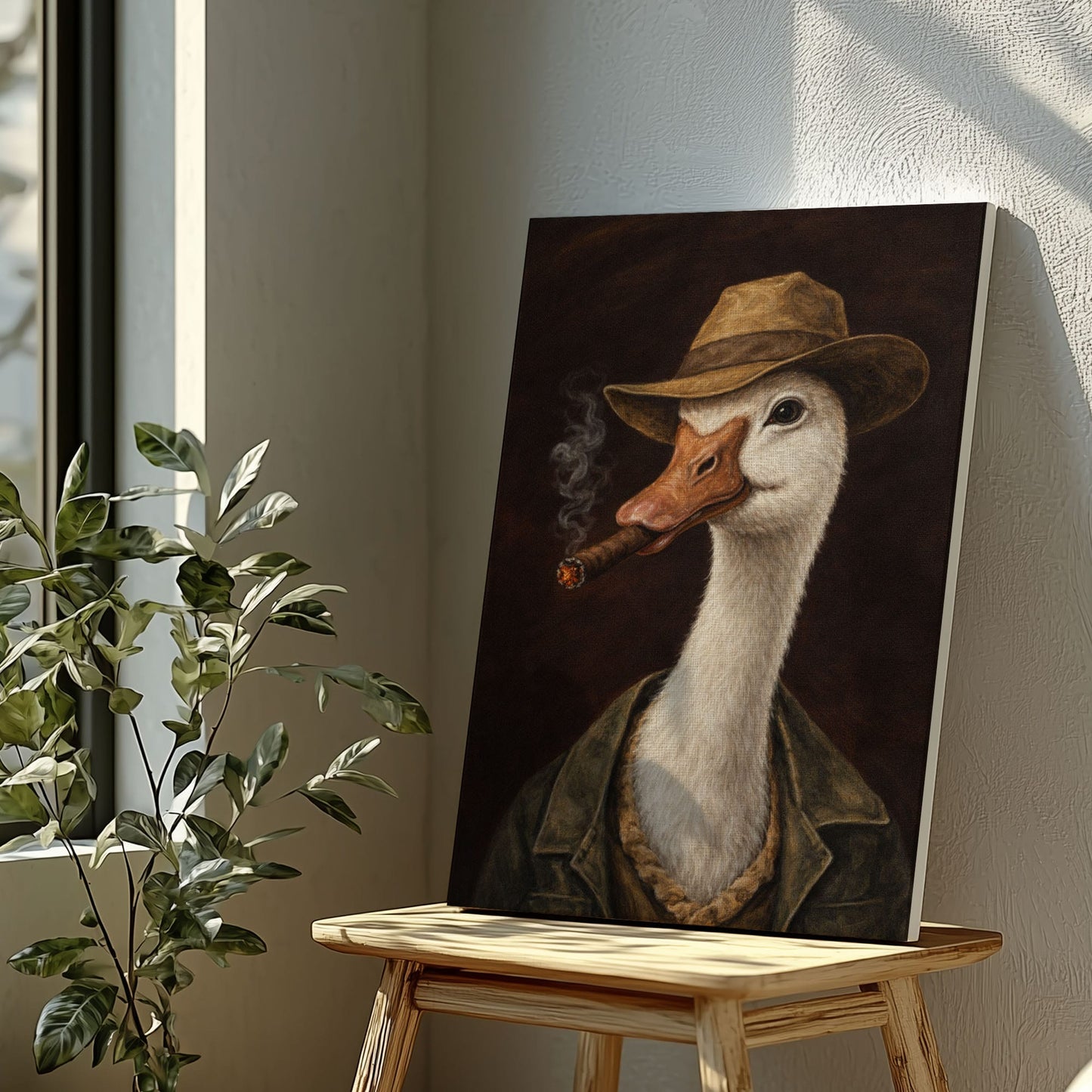 Gentleman Goose Smoking Cigar Wall Art Print Canvas