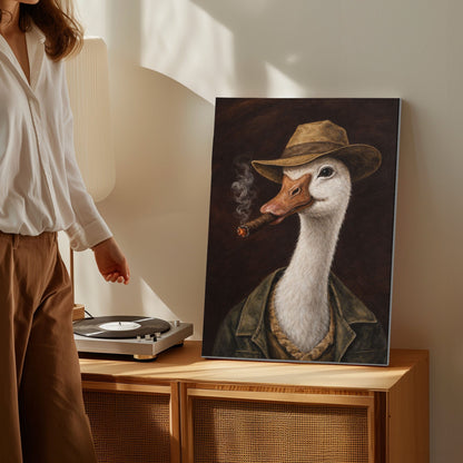 Gentleman Goose Smoking Cigar Wall Art Print Canvas