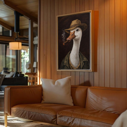 Gentleman Goose Smoking Cigar Wall Art Print Canvas
