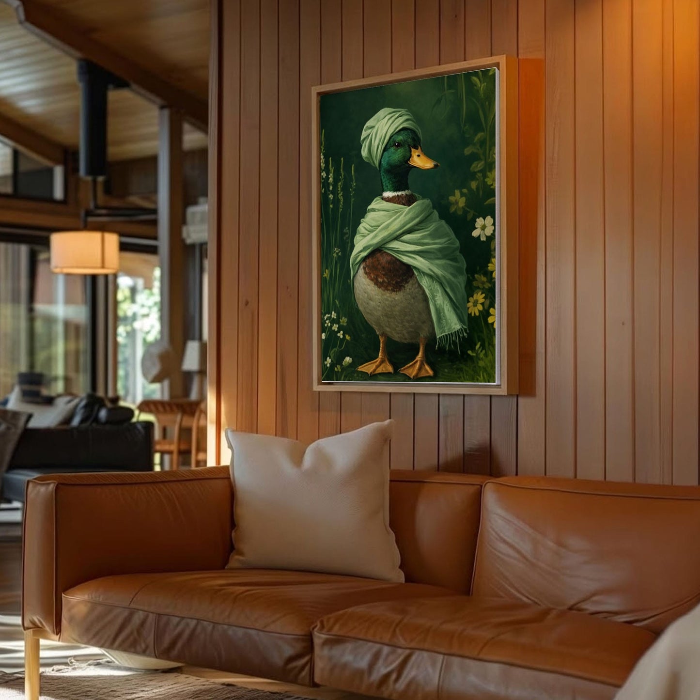 Elegant Duck in Green Shawl Fine Art Animal Wall Print