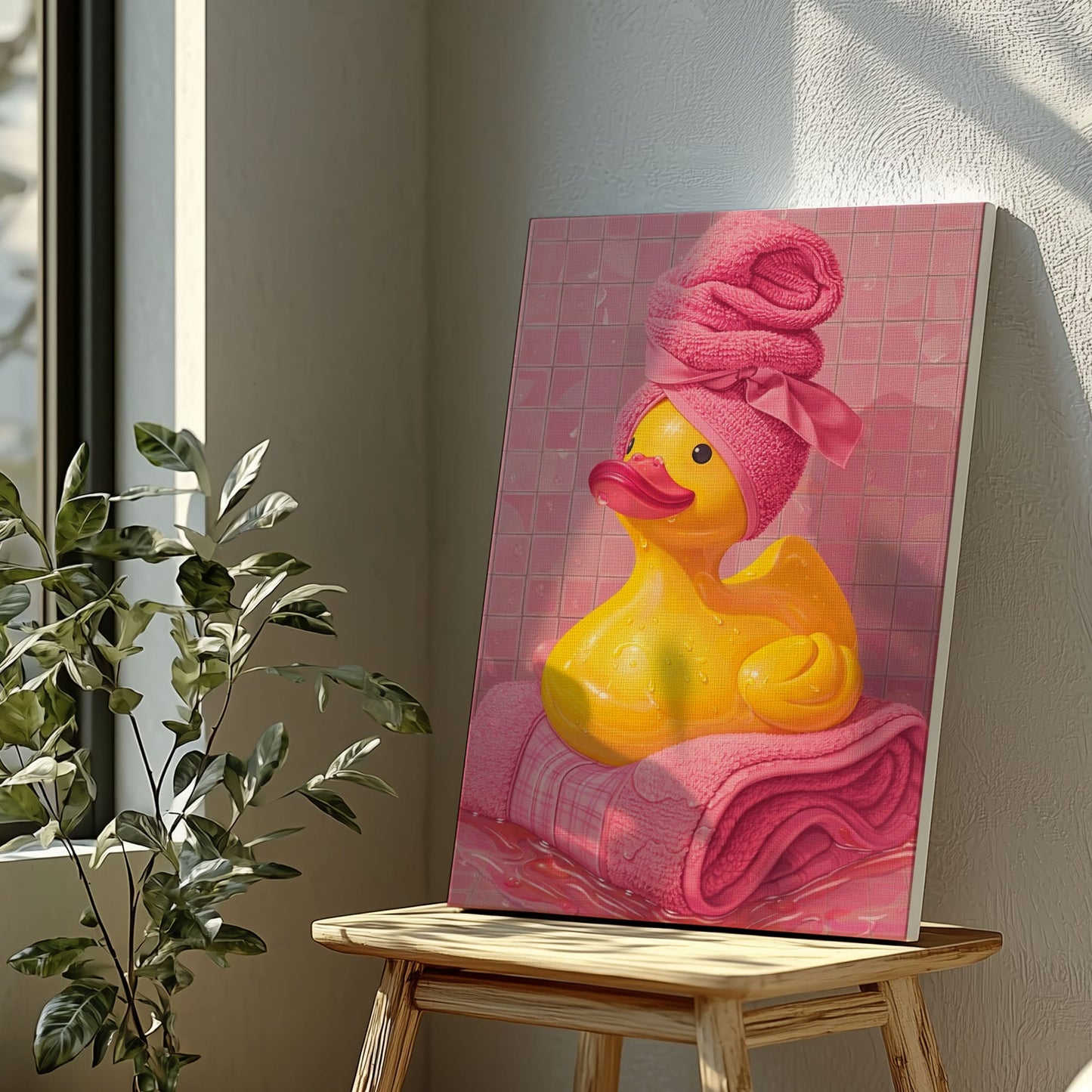 Pink Bath Duck Cute Spa Bathroom Wall Art