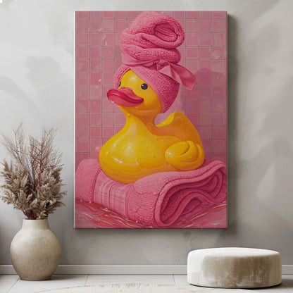 Pink Bath Duck Cute Spa Bathroom Wall Art