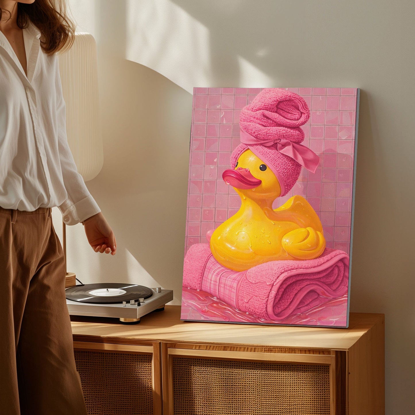 Pink Bath Duck Cute Spa Bathroom Wall Art