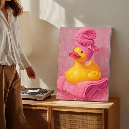 Pink Bath Duck Cute Spa Bathroom Wall Art