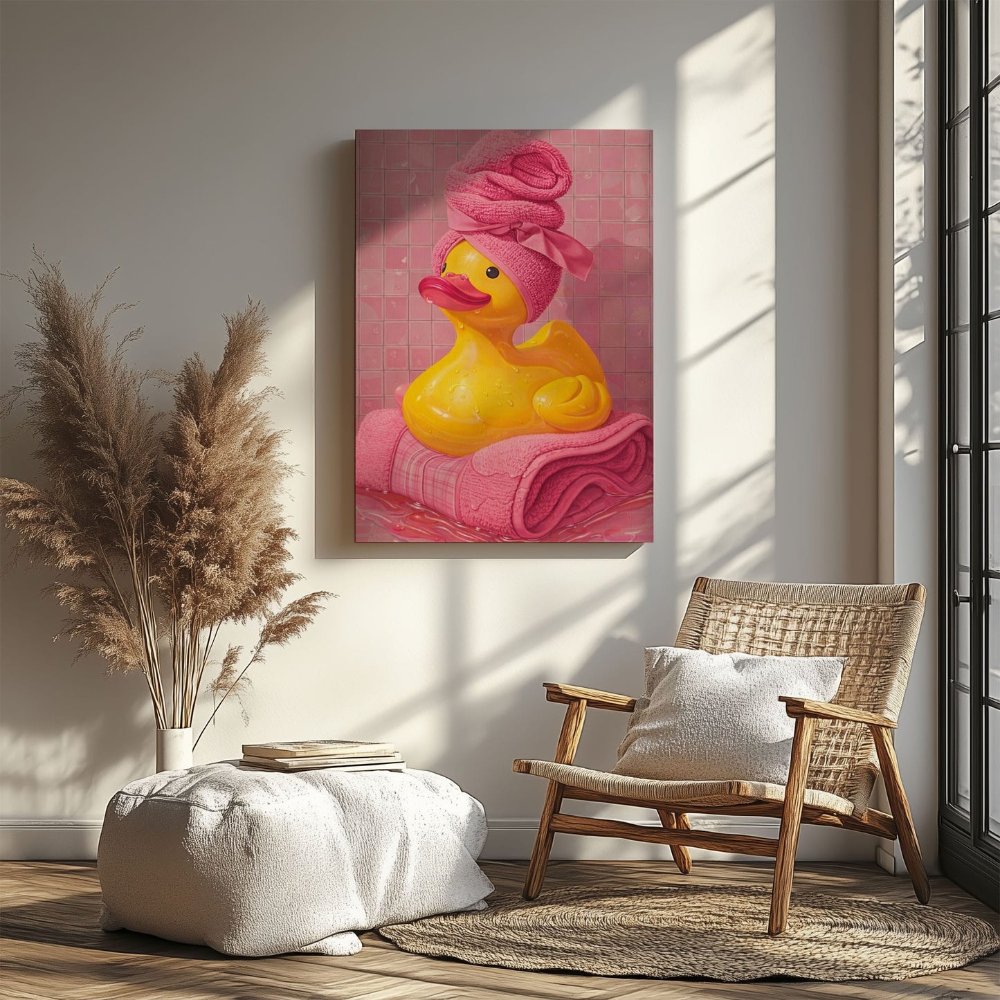Pink Bath Duck Cute Spa Bathroom Wall Art