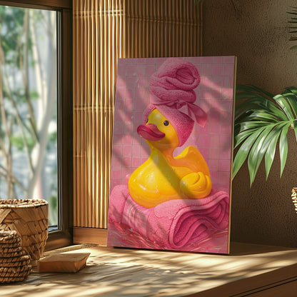 Pink Bath Duck Cute Spa Bathroom Wall Art