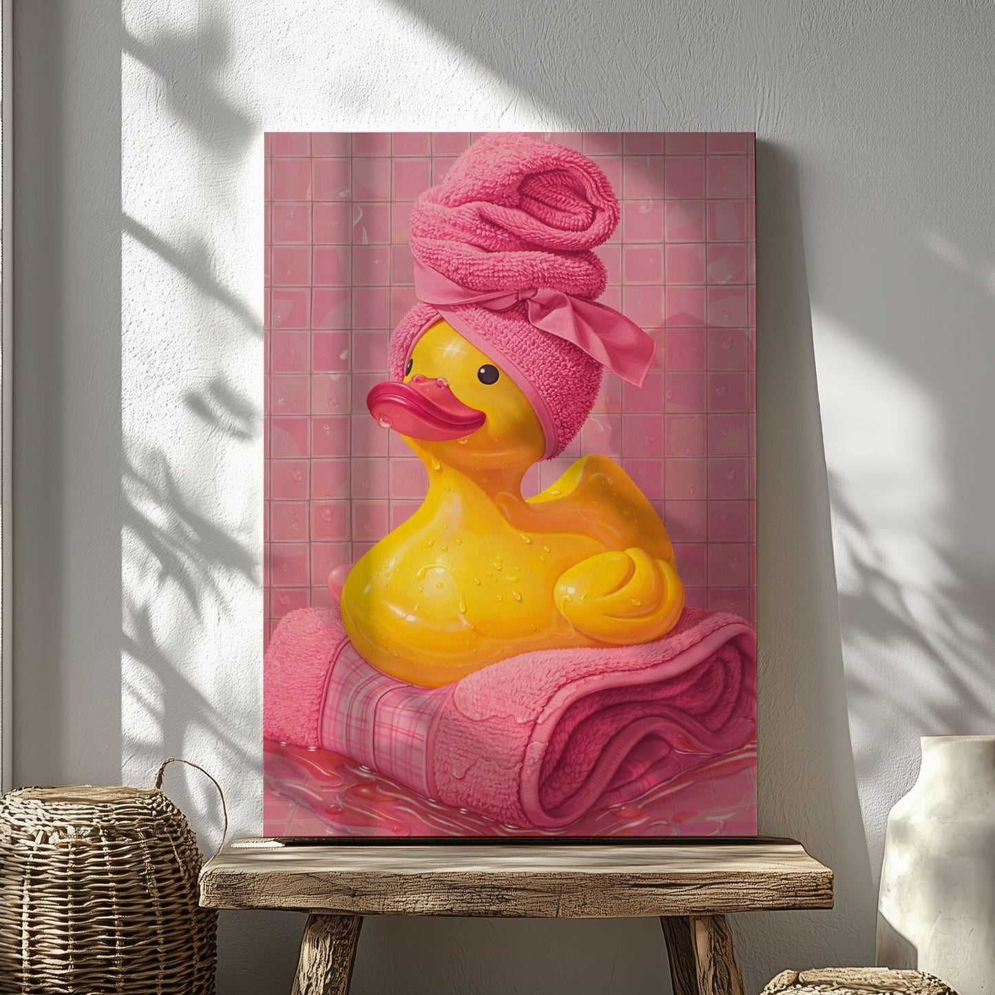 Pink Bath Duck Cute Spa Bathroom Wall Art