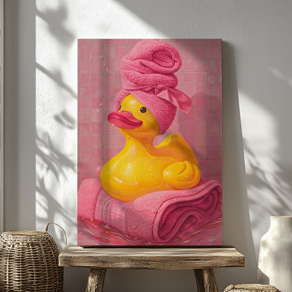 Pink Bath Duck Cute Spa Bathroom Wall Art
