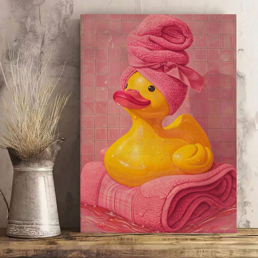 Pink Bath Duck Cute Spa Bathroom Wall Art