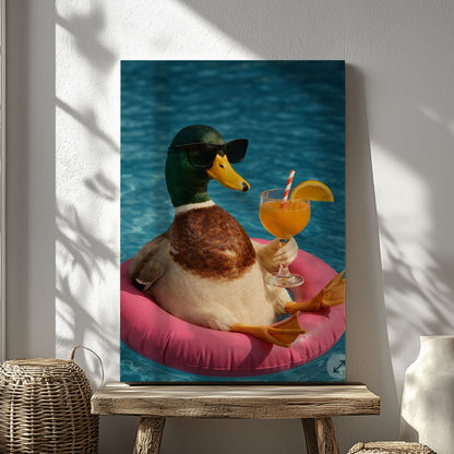 Duck with Cocktail Summer Chill Wall Art