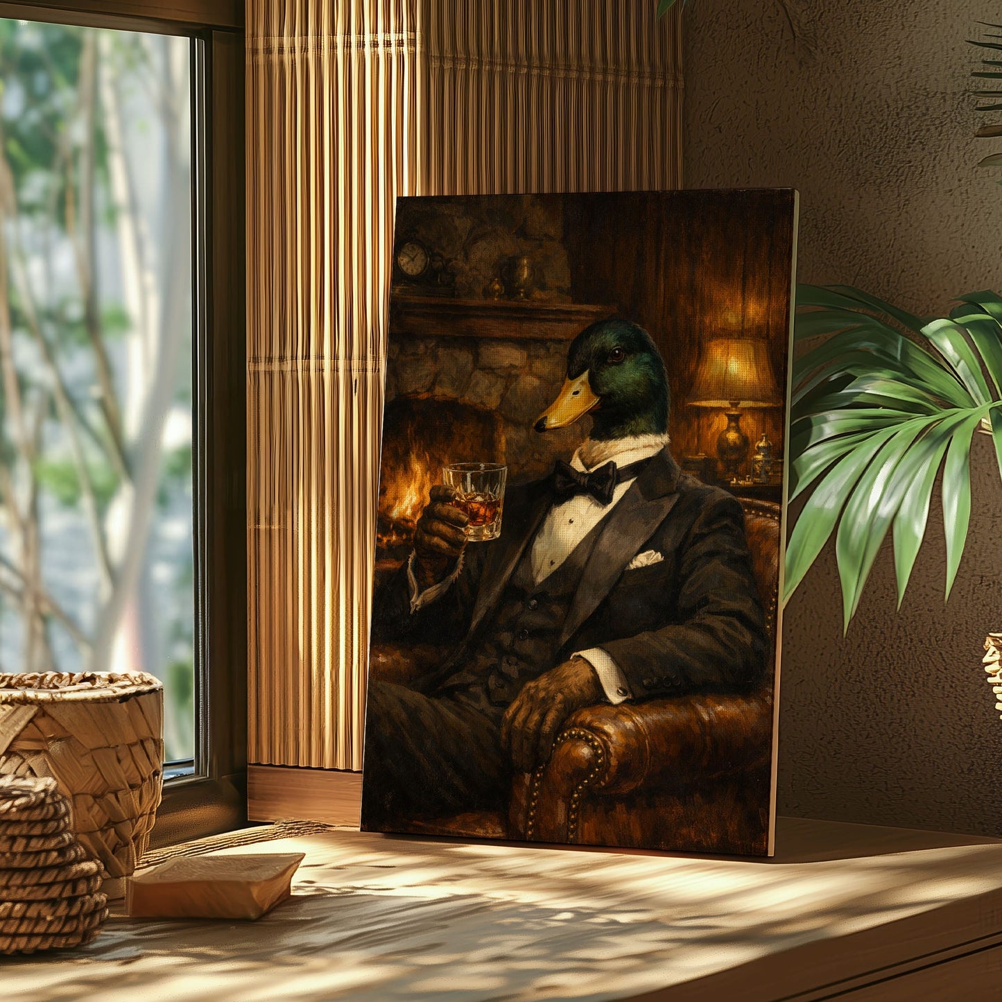 Gentleman Duck Whiskey Canvas Wall Art Gift for Hunters