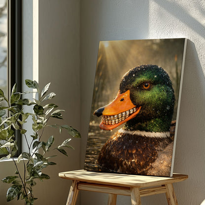 Duck with Diamond Teeth Dark Humor Statement Wall Art