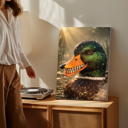 Duck with Diamond Teeth Dark Humor Statement Wall Art