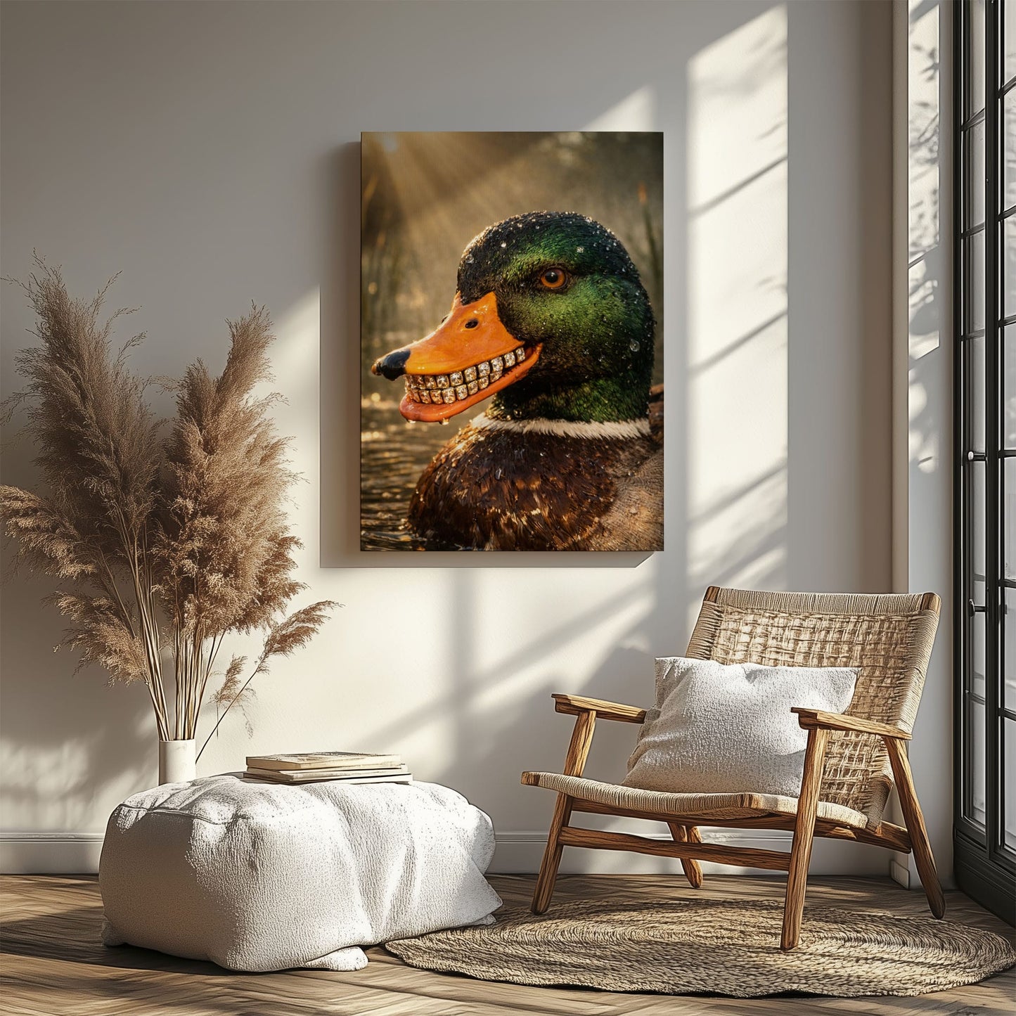 Duck with Diamond Teeth Dark Humor Statement Wall Art