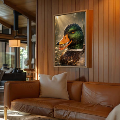 Duck with Diamond Teeth Dark Humor Statement Wall Art