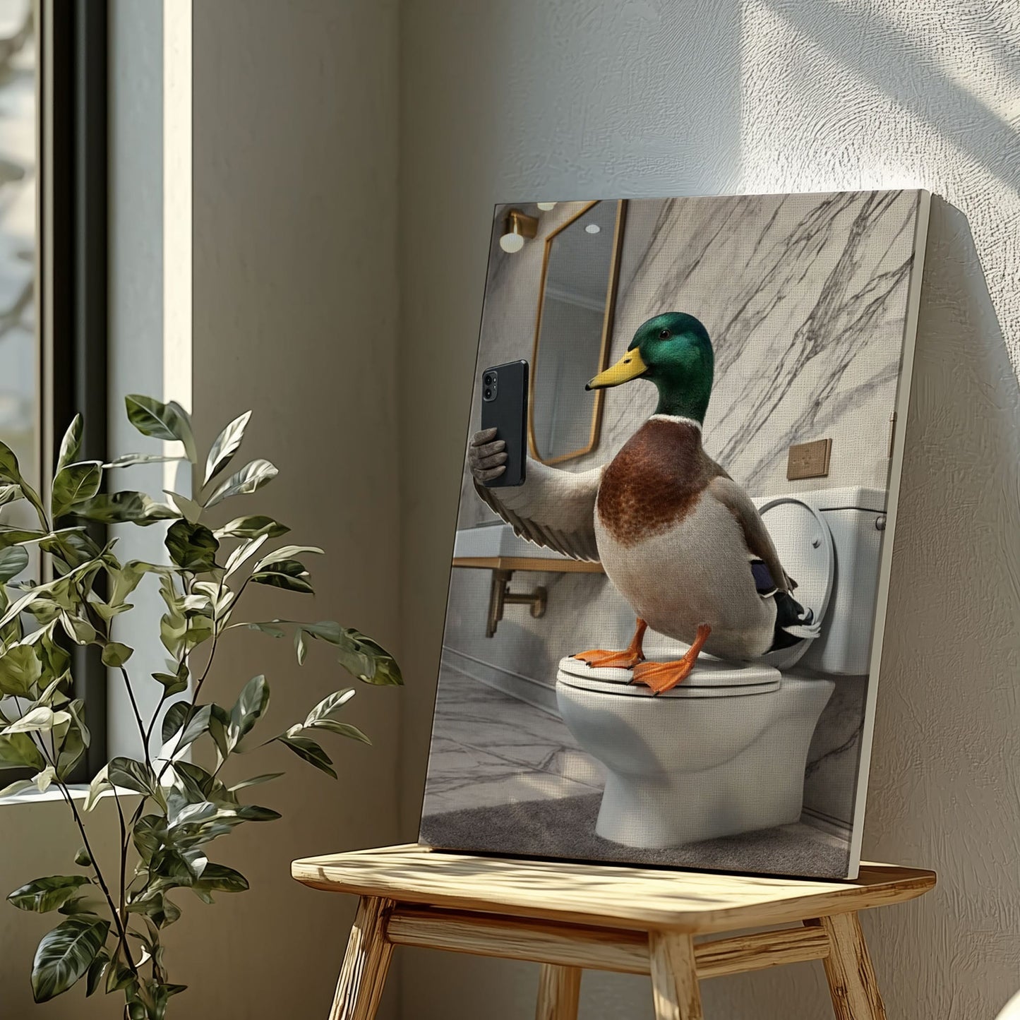 Selfie on Toilet Duck  Bathroom Wall Art