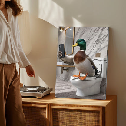 Selfie on Toilet Duck  Bathroom Wall Art