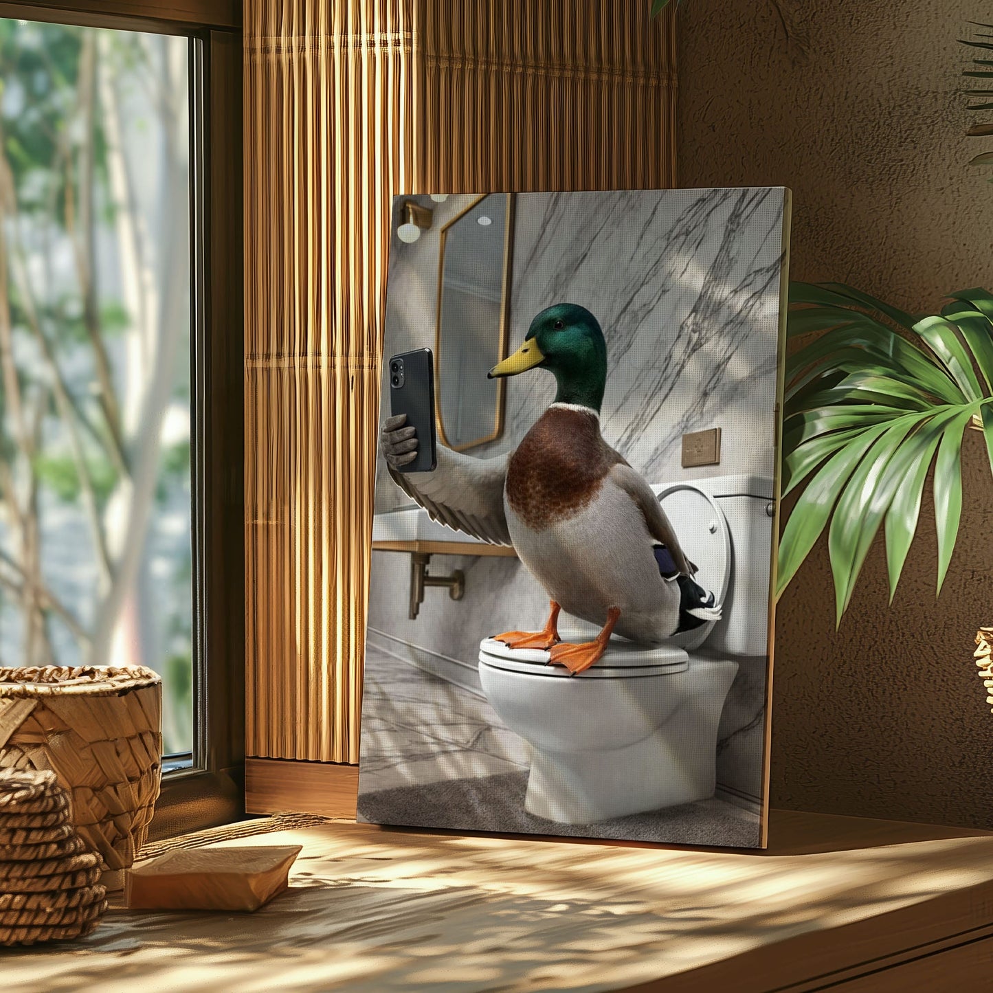 Selfie on Toilet Duck  Bathroom Wall Art