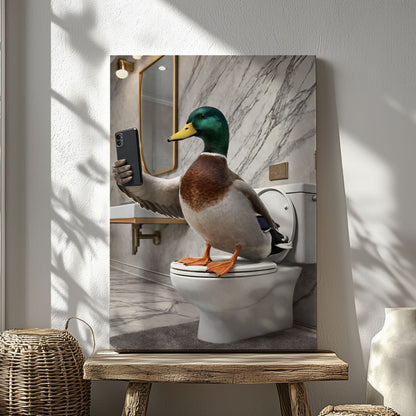 Selfie on Toilet Duck  Bathroom Wall Art