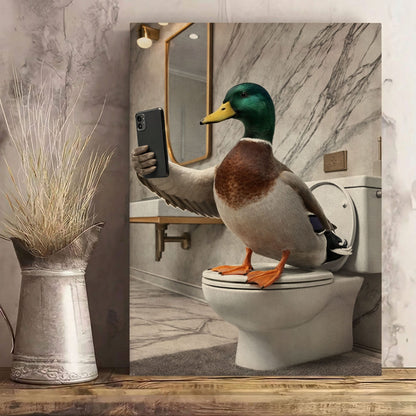 Selfie on Toilet Duck  Bathroom Wall Art