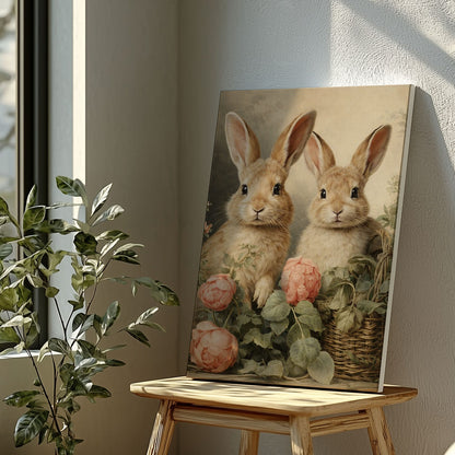 Bunny Couple Floral Wall Art