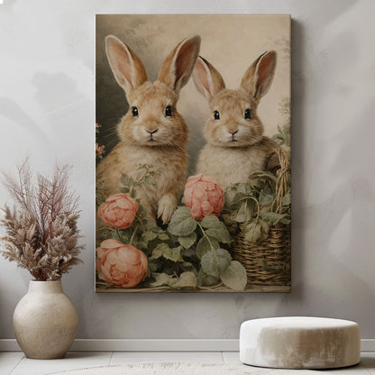 Bunny Couple Floral Wall Art
