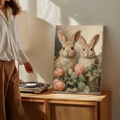 Bunny Couple Floral Wall Art