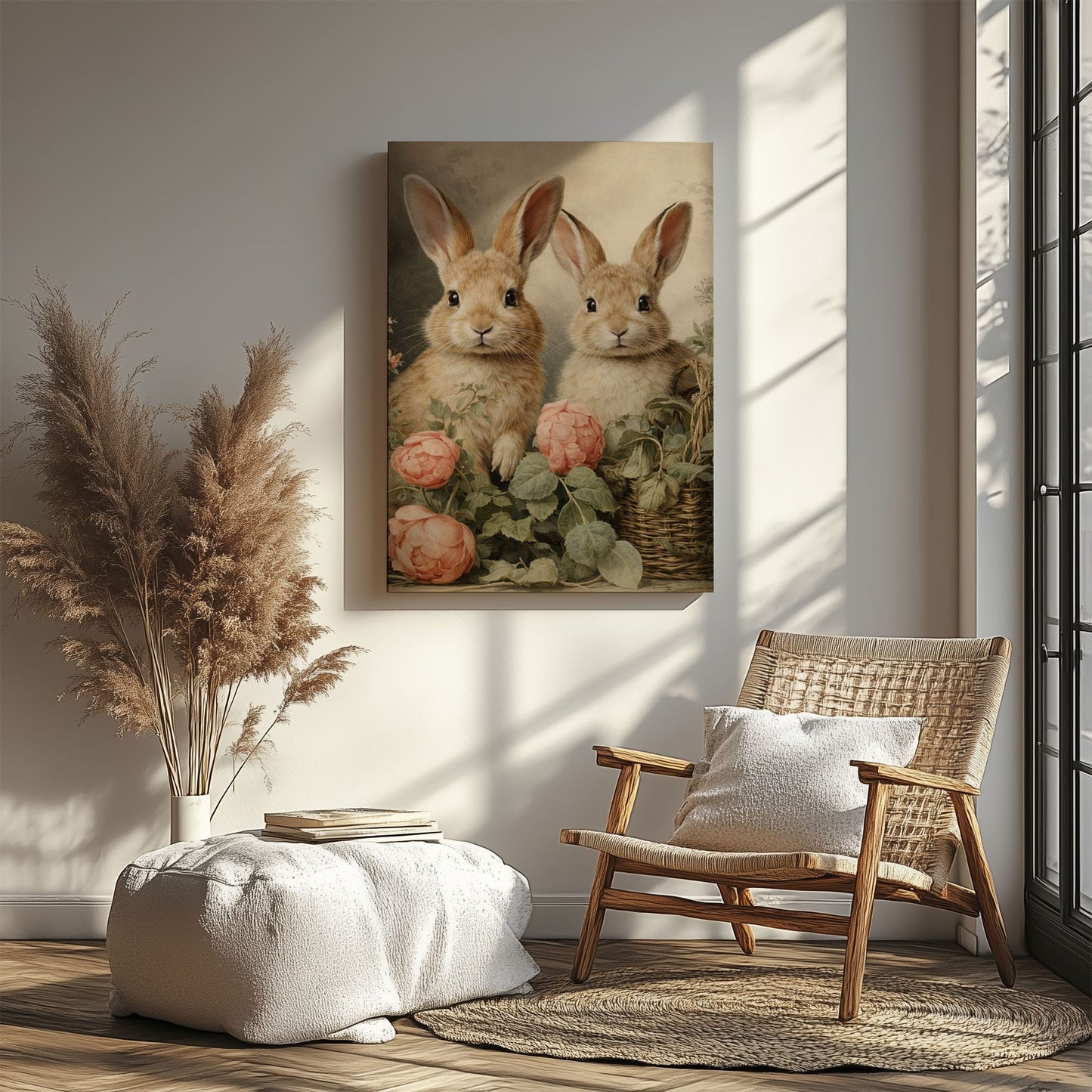Bunny Couple Floral Wall Art