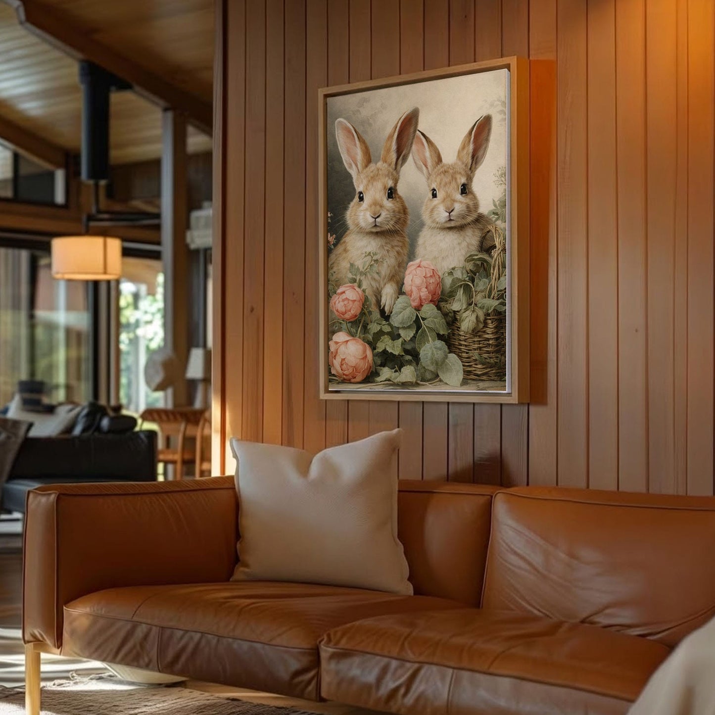 Bunny Couple Floral Wall Art