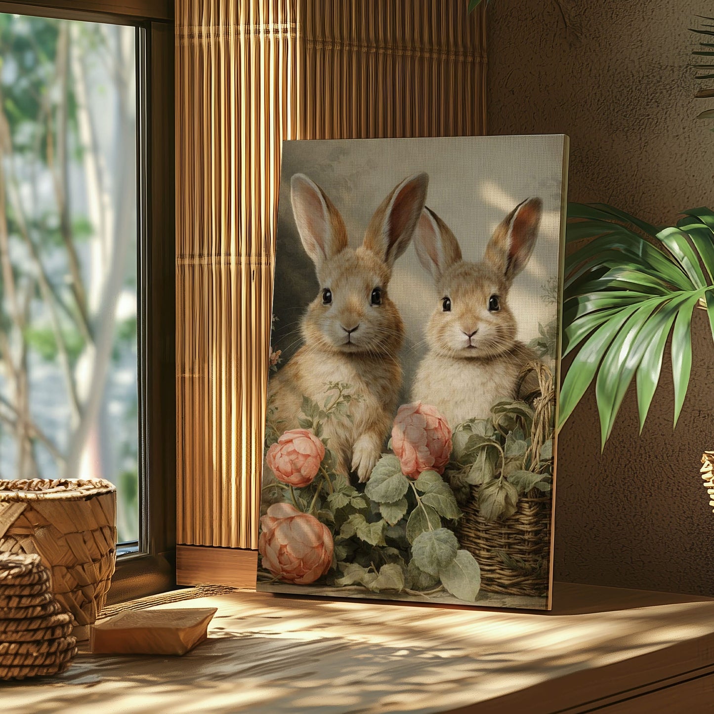 Bunny Couple Floral Wall Art