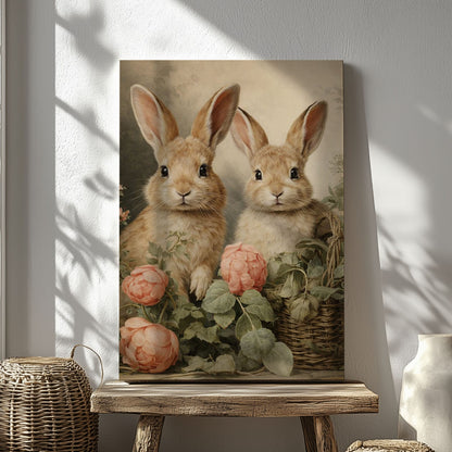 Bunny Couple Floral Wall Art