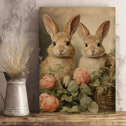 Bunny Couple Floral Wall Art
