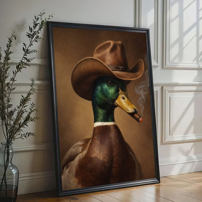 Cowboy Duck Wall Art Canvas Hunting Cabin Decor Home