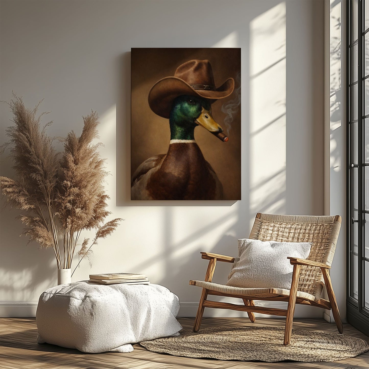 Cowboy Duck Wall Art Canvas Hunting Cabin Decor Home