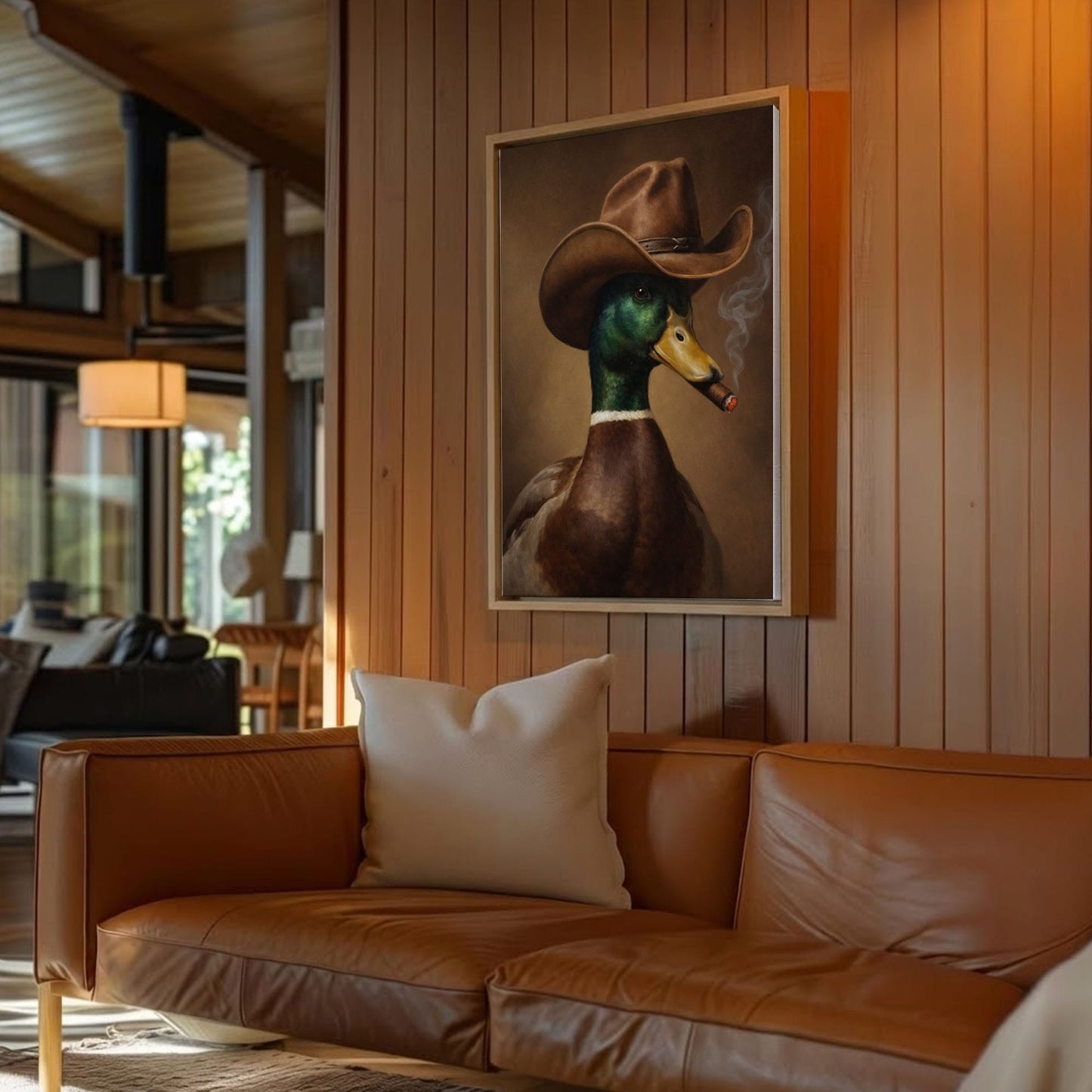 Cowboy Duck Wall Art Canvas Hunting Cabin Decor Home
