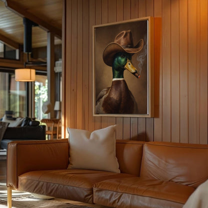 Cowboy Duck Wall Art Canvas Hunting Cabin Decor Home
