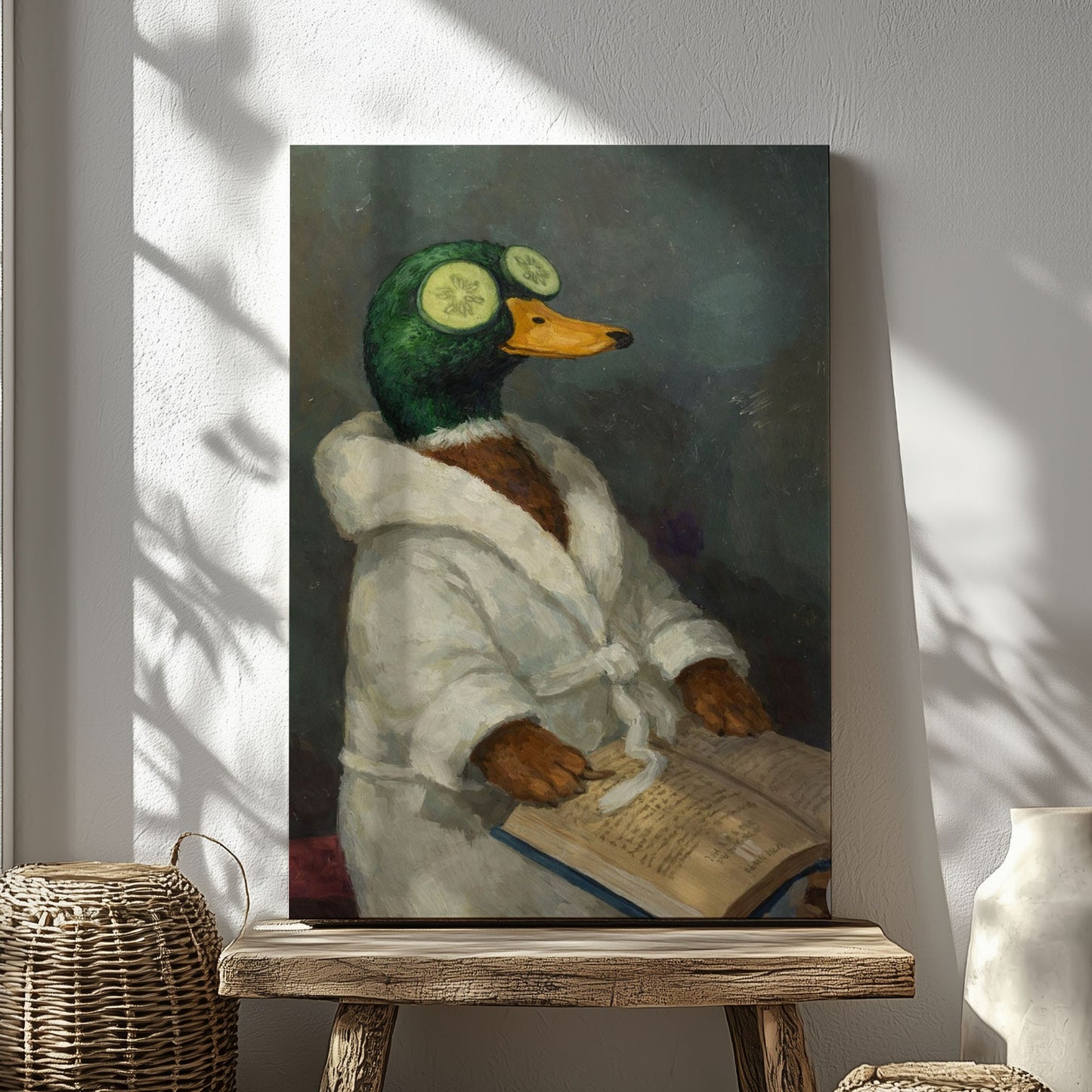 Relaxing Spa Duck Wall Art Bathroom Canvas Decor
