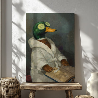 Relaxing Spa Duck Wall Art Bathroom Canvas Decor