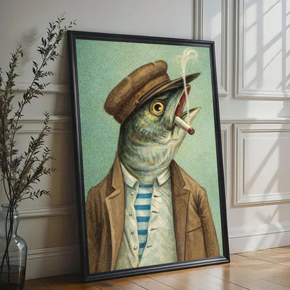 Gentleman Fish Wall Art Vintage Smoking Fish Canvas