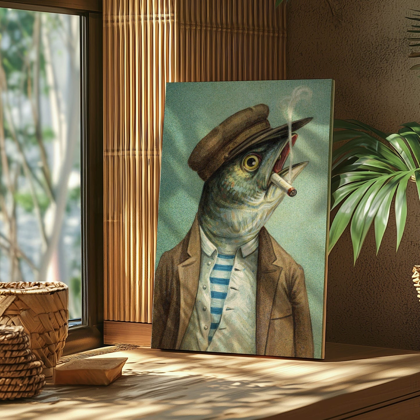 Gentleman Fish Wall Art Vintage Smoking Fish Canvas