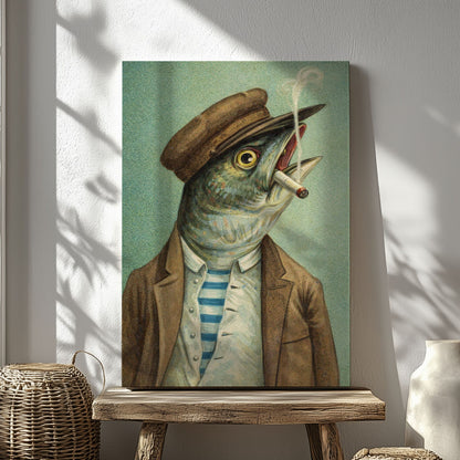 Fish Gentleman Wall Art Surreal Animal Portrait Poster