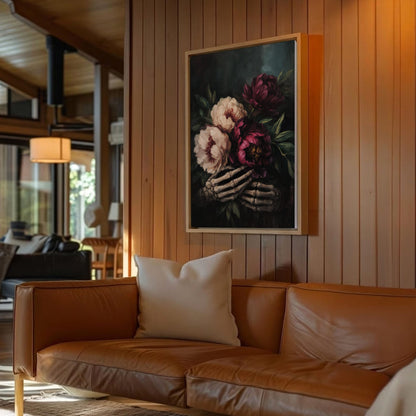 Skeleton Floral Wall Art Dark Flowers Gothic Canvas Print