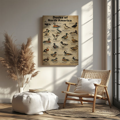 Ducks of North America Poster – Educational Bird Canvas Print