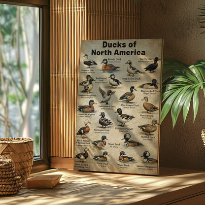 Ducks of North America Poster – Educational Bird Canvas Print
