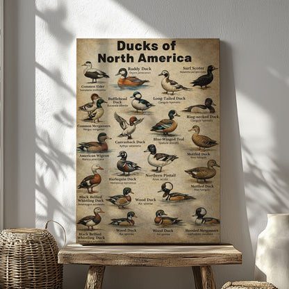 Ducks of North America Poster – Educational Bird Canvas Print